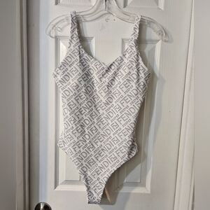 SKIMS White Monogram One-Piece Swimsuit